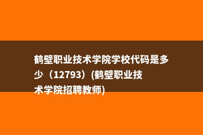 鹤壁职业技术学院学校代码是多少（12793）(鹤壁职业技术学院招聘教师)